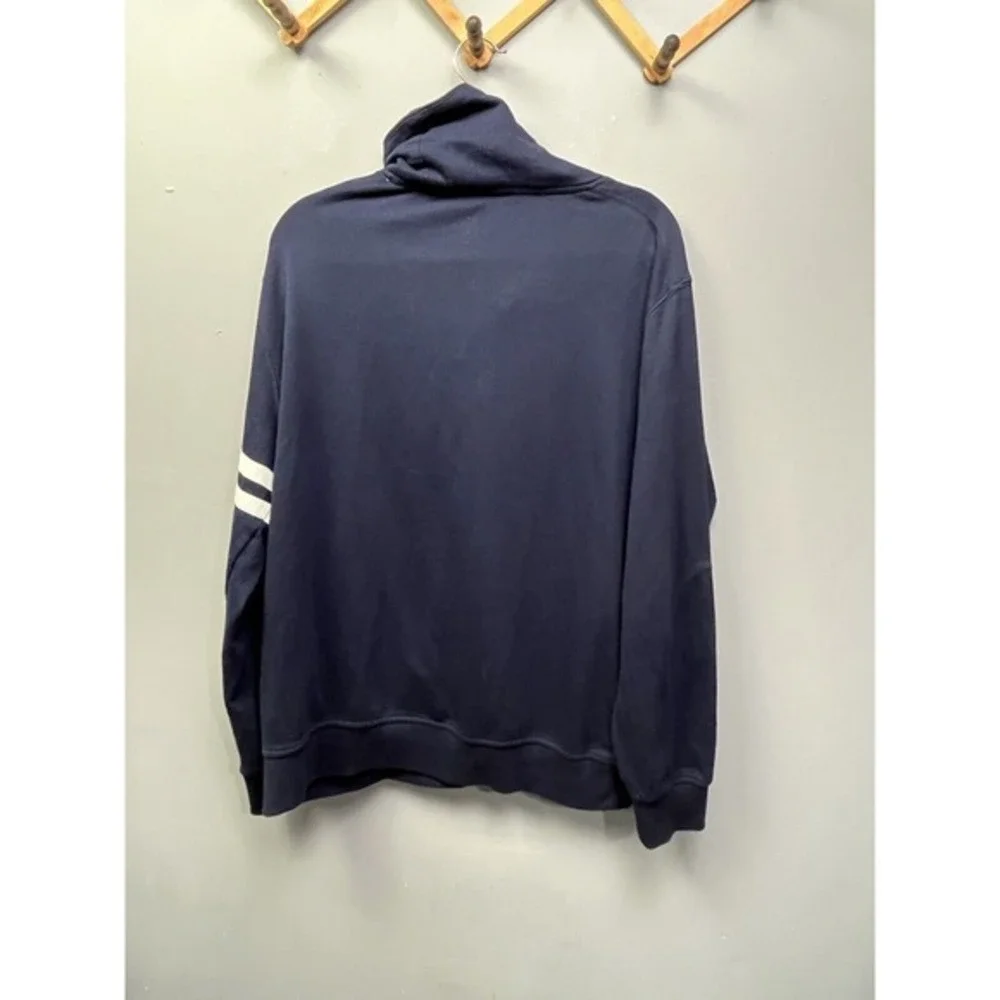 Sean John Sweater Mens‎ XL Varsity Navy Blue button stitched Retro Cowl Neck